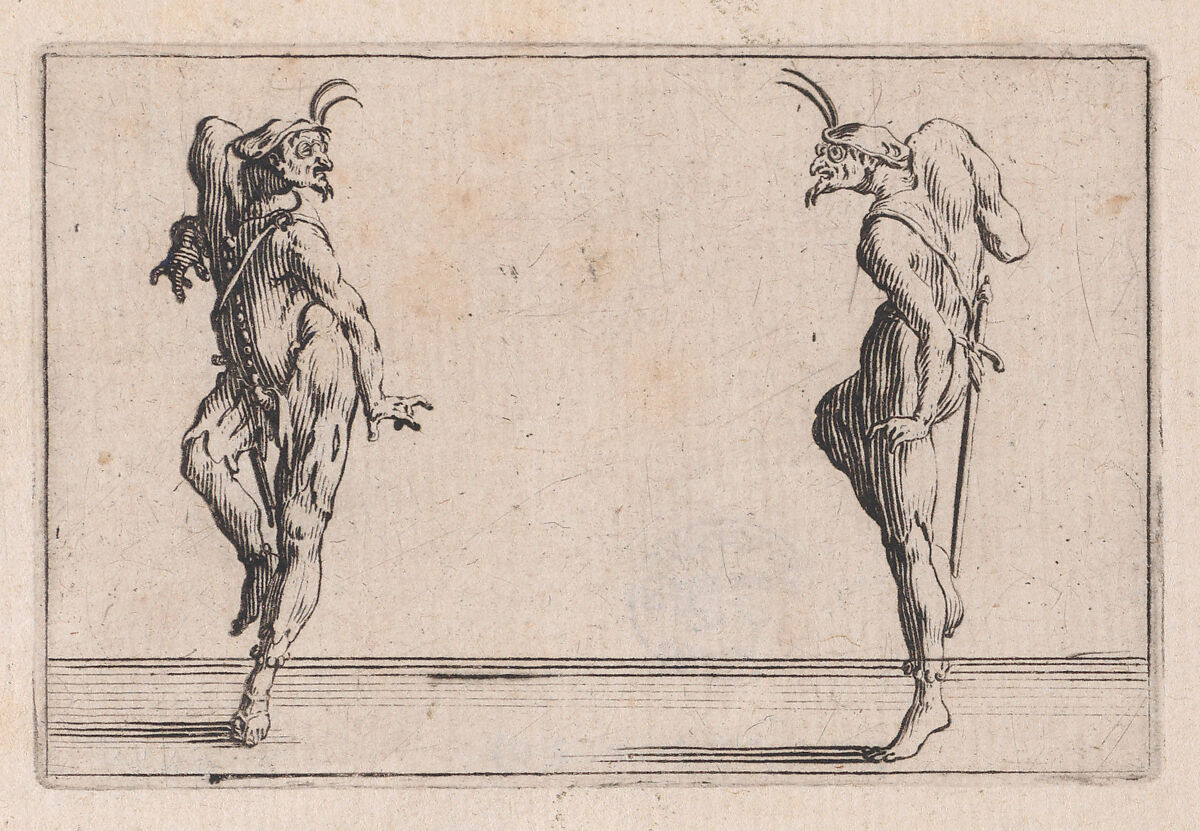 Les Deux Pantalons se Regardant (Two Men in Pantsuits Looking at Each Other), from "Les Caprices" Series B, The Nancy Set, Jacques Callot (French, Nancy 1592–1635 Nancy), Etching; first state of two (Lieure) 