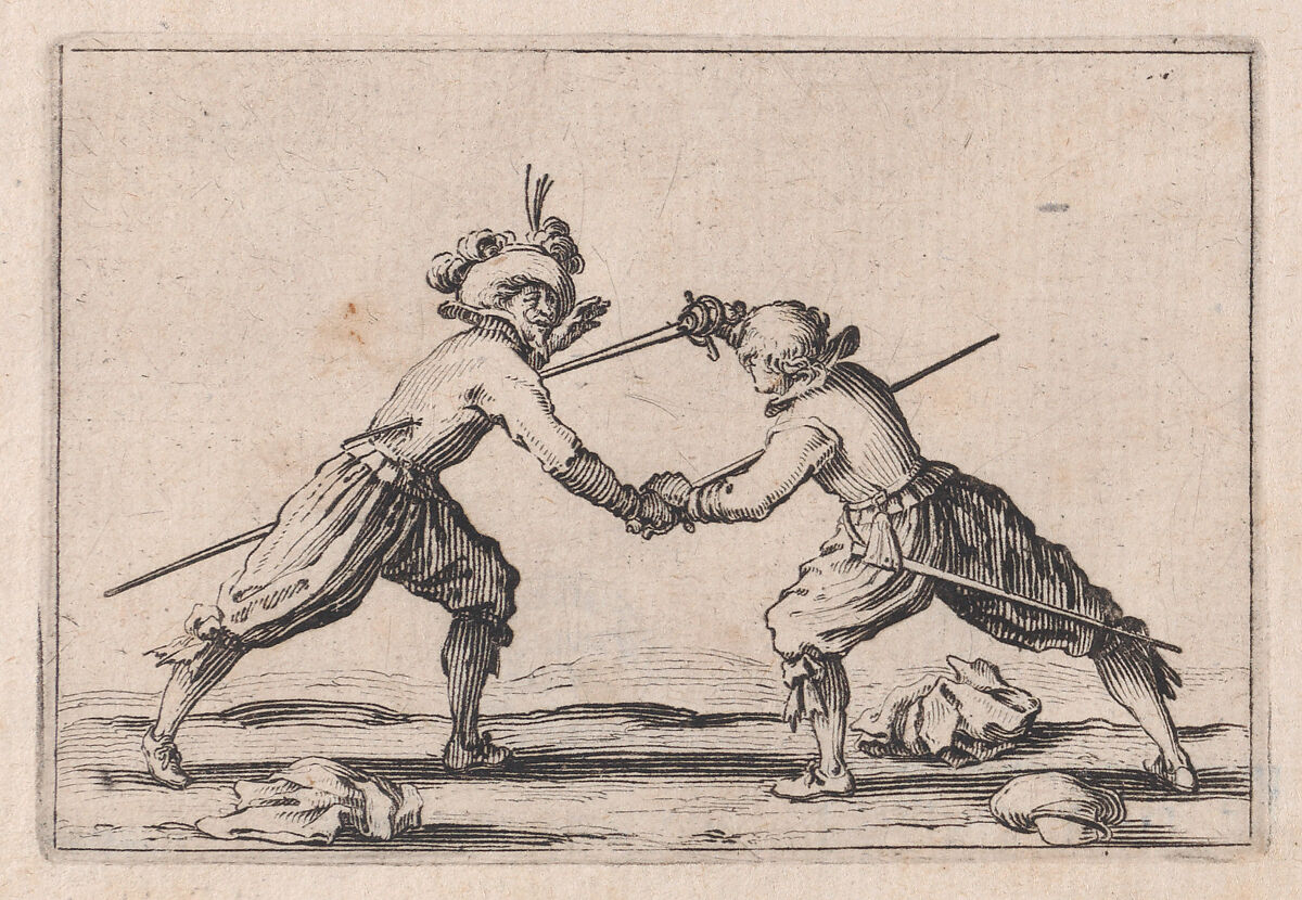 Le Duel a l'Épée (The Duel with Swords), from "Les Caprices" Series B, The Nancy Set, Jacques Callot (French, Nancy 1592–1635 Nancy), Etching; first state of two (Lieure) 