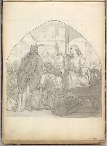 Scene in an Italian City with Figures Near a Fountain