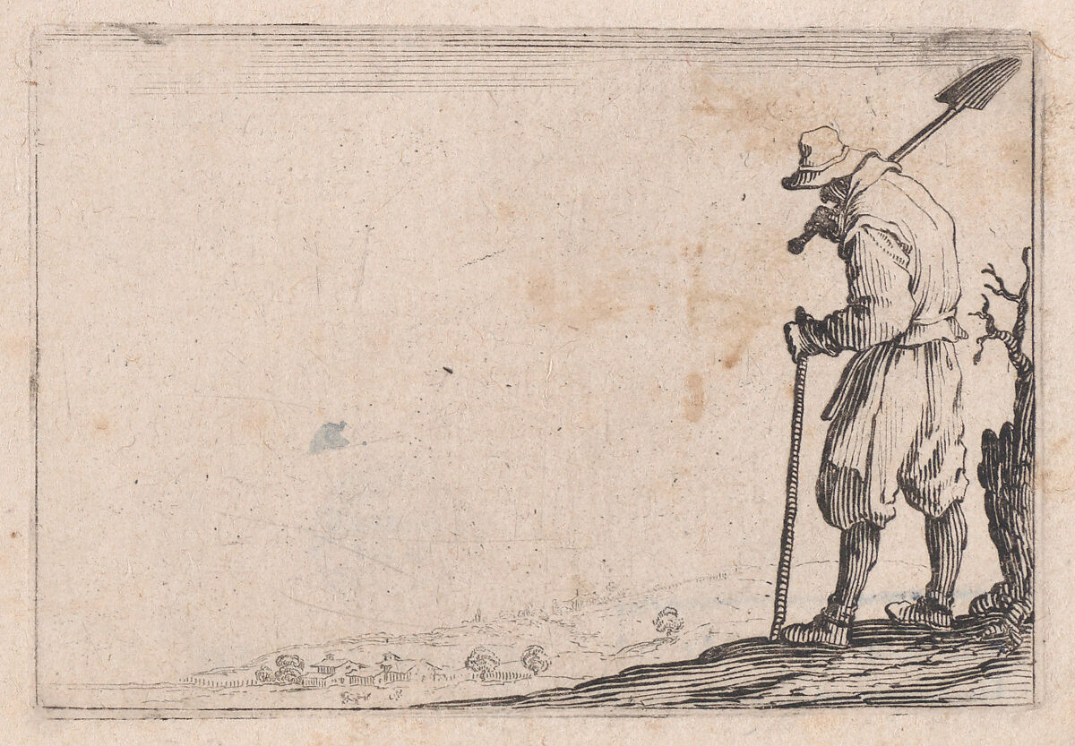 Le Paysan Portant sa Pelle sur L'Épaule (The Peasant Carrying his Shovel Over his Shoulder), from "Les Caprices" Series B, The Nancy Set, Jacques Callot (French, Nancy 1592–1635 Nancy), Etching; first state of two (Lieure) 