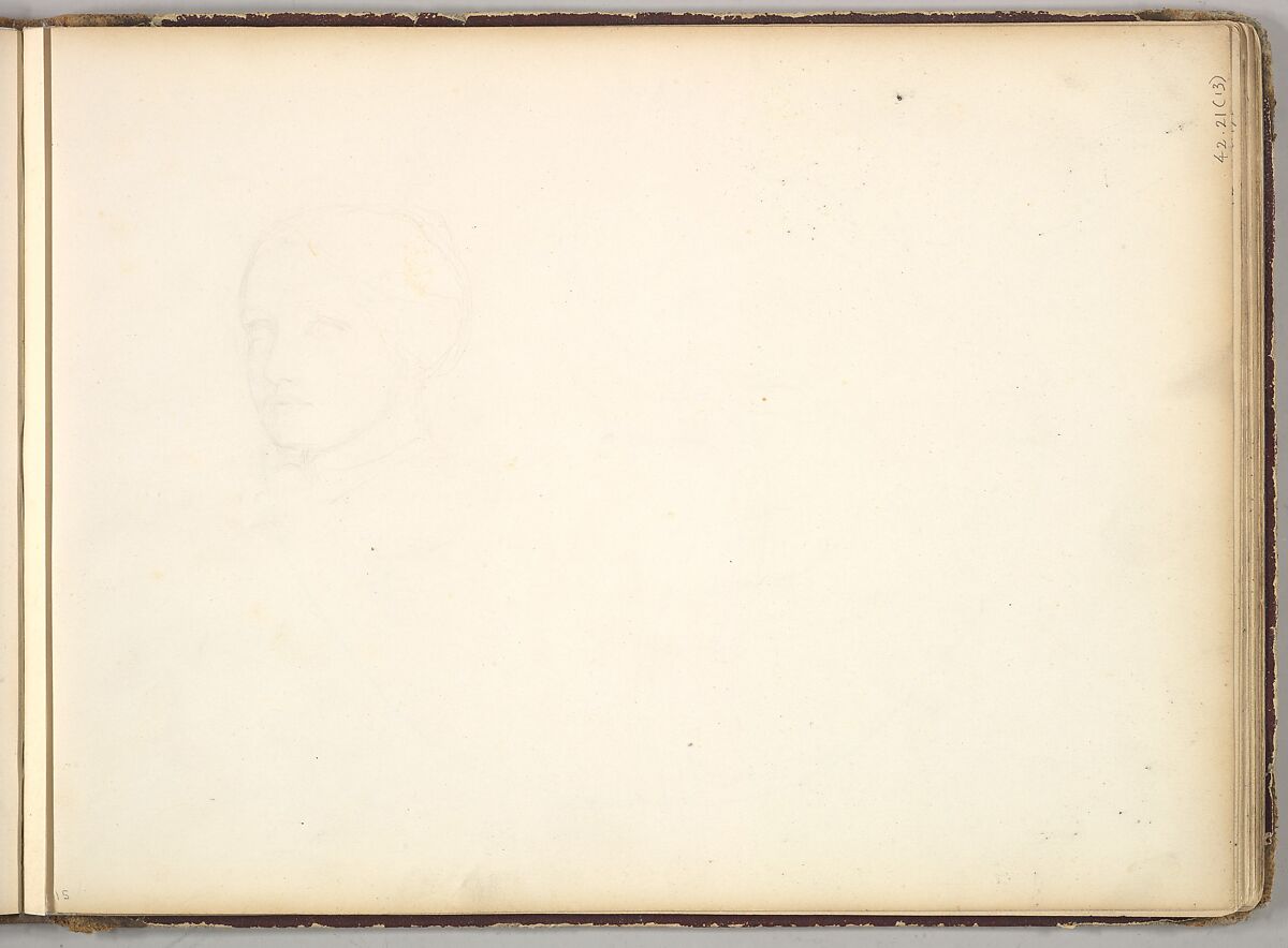 Head of a Boy or Youth (in Sketch Book With Drawings on Twenty-six Leaves), Frederic, Lord Leighton (British, Scarborough 1830–1896 London), Graphite 