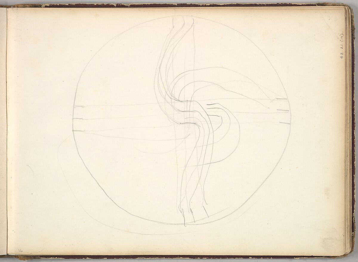 Circular Diagram (in Sketch Book With Drawings on Twenty-six Leaves), Frederic, Lord Leighton (British, Scarborough 1830–1896 London), Graphite 