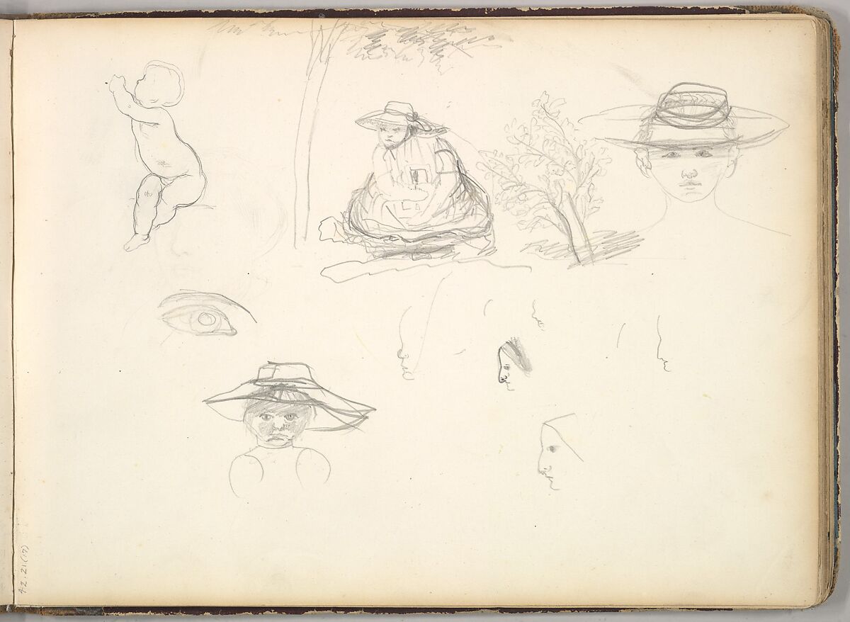 Sketches of Figures (in Sketch Book With Twenty-six Sketches), Frederic, Lord Leighton (British, Scarborough 1830–1896 London), Graphite 