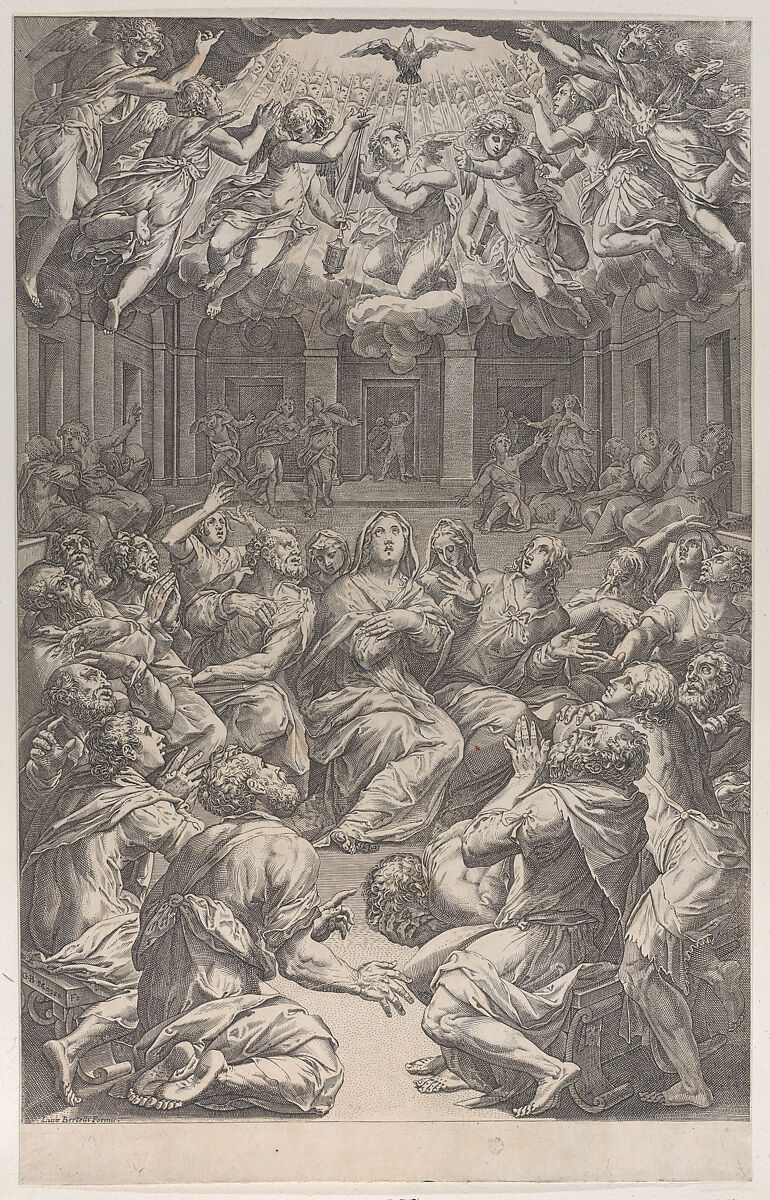 The Pentecost, Giovanni Battista Mazza (Italian, active 1580), Engraving 