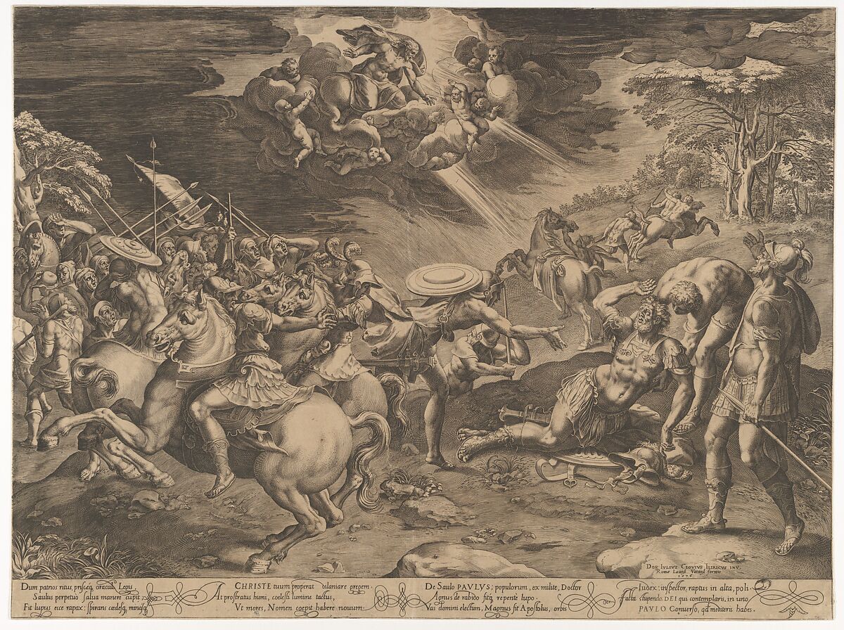 The Conversion of Saint Paul, Cornelis Cort (Netherlandish, Hoorn ca. 1533–1578 Rome), Engraving 