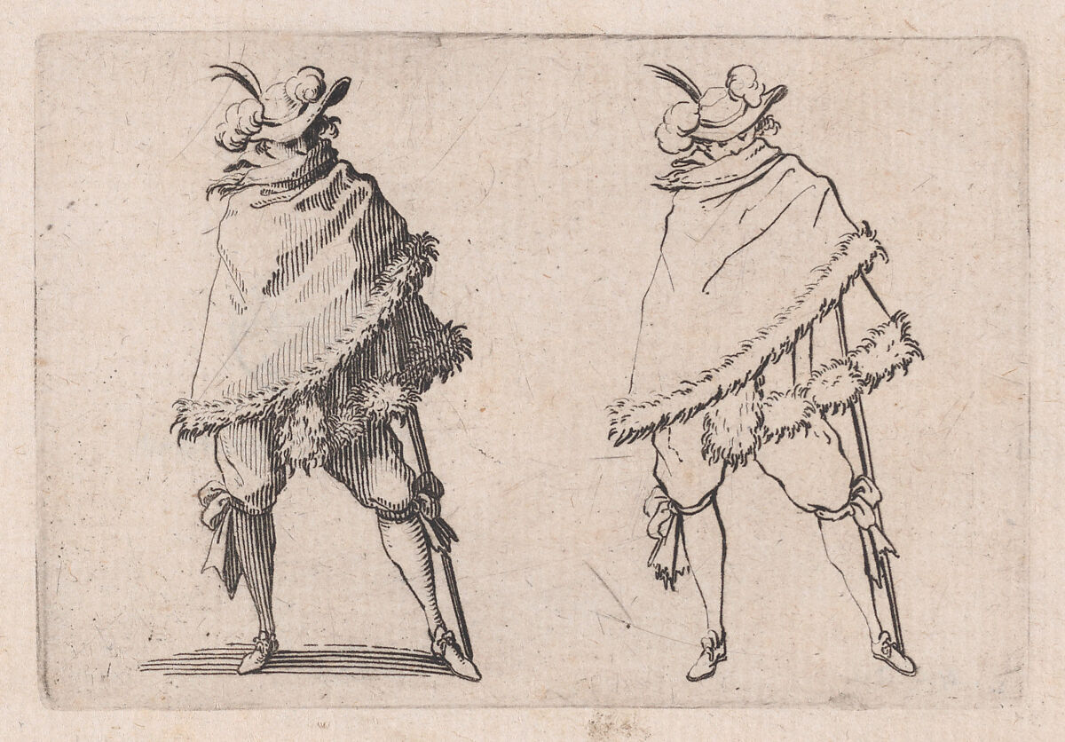 L'Homme Enroulé dans son Manteau (Man Wrapped in his Mantle), from "Les Caprices" Series B, The Nancy Set, Jacques Callot (French, Nancy 1592–1635 Nancy), Etching; first state of two (Lieure) 