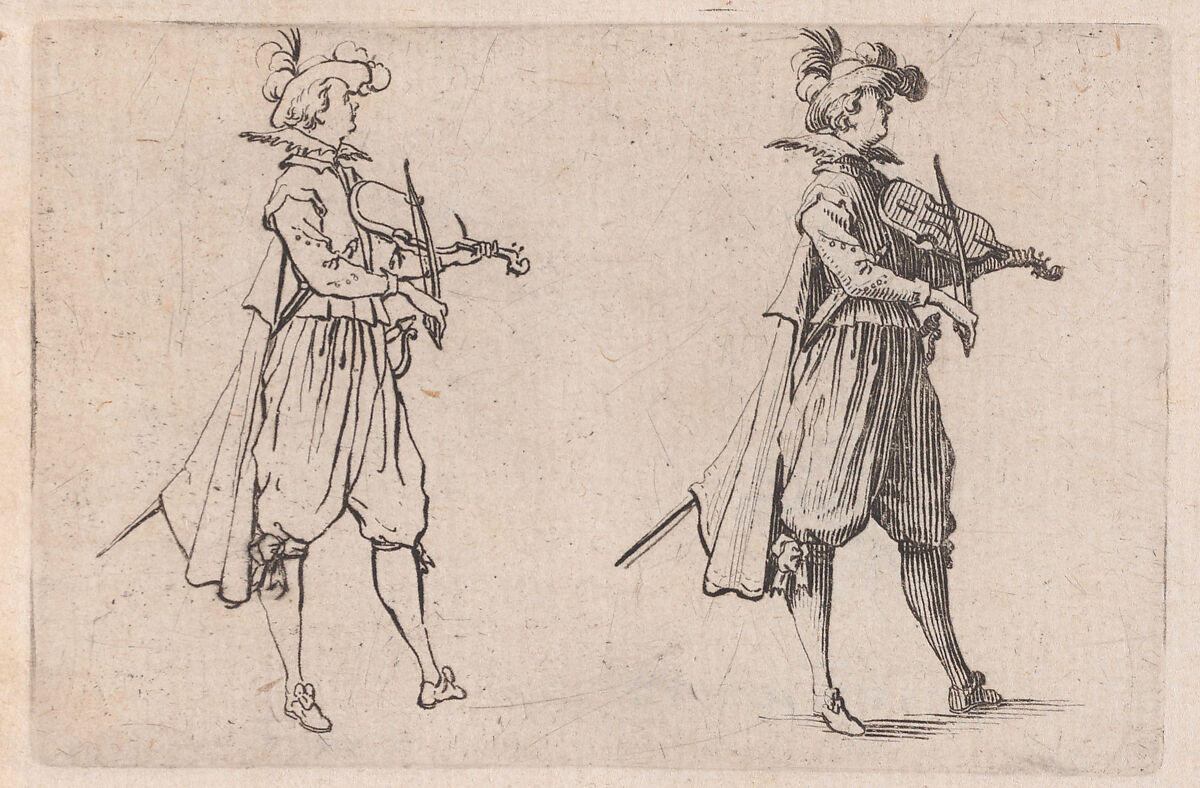 Le Jouer de Violon (The Violin Player), from "Les Caprices" Series B, The Nancy Set, Jacques Callot (French, Nancy 1592–1635 Nancy), Etching; first state of two (Lieure) 