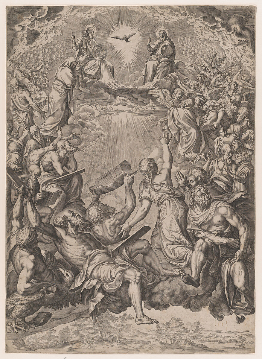 The Adoration of the Trinity, Cornelis Cort (Netherlandish, Hoorn ca. 1533–1578 Rome), Engraving 