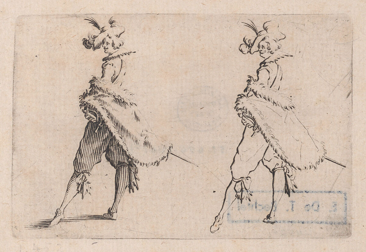 Le Gentilhomme au Manteau Posé sur la Hanche (The Gentleman with his Mantle on his Hip), from "Les Caprices" Series B, The Nancy Set, Jacques Callot (French, Nancy 1592–1635 Nancy), Etching; first state of two (Lieure) 
