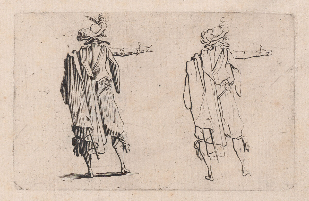 L'Homme Vu de Dos, La Main Droite Tendue (Man Viewed from Behind, Right Hand Extended), from "Les Caprices" Series B, The Nancy Set, Jacques Callot (French, Nancy 1592–1635 Nancy), Etching; first state of two (Lieure) 