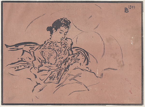 Mother and Child, back cover illustration for  "Petit Solfège illustré", Pierre Bonnard (French, Fontenay-aux-Roses 1867–1947 Le Cannet), Lithograph; touched proof 