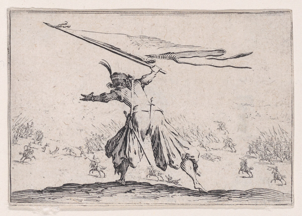 Le Porte-Étendard (The Standard Bearer), from Les Caprices Series B, The Nancy Set, Jacques Callot (French, Nancy 1592–1635 Nancy), Etching; first state of two (Lieure) 