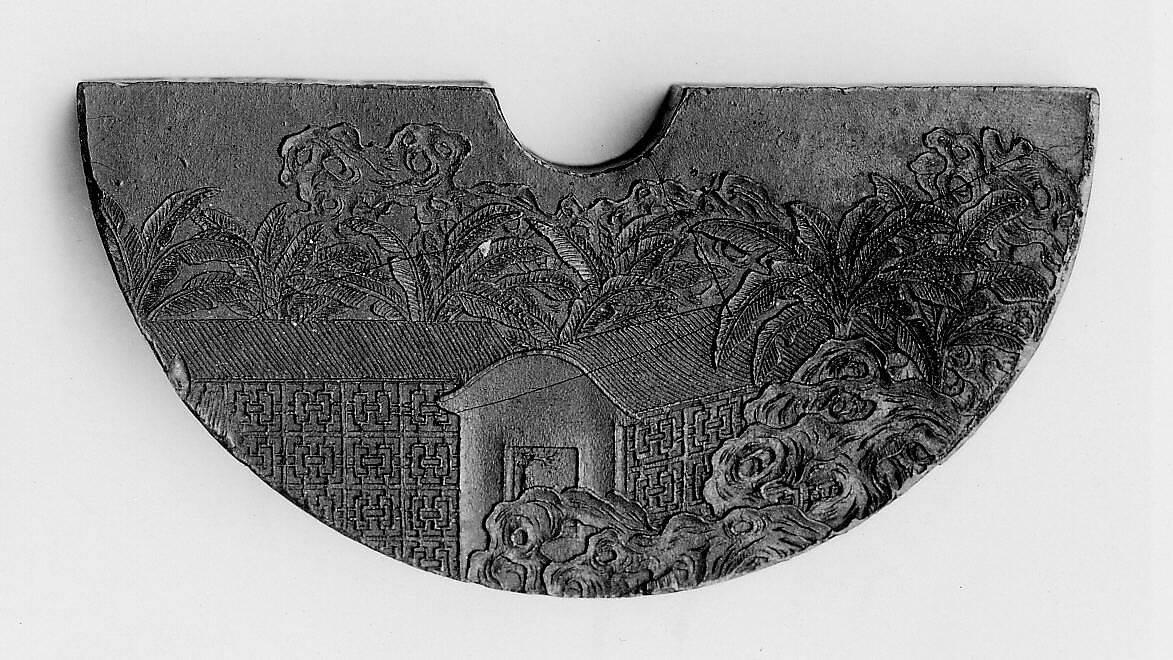 Plantain Rain Pavilion, Workshop of Jian Guzhai (Chinese,), Pine soot and binding medium; inscribed in gilt, China