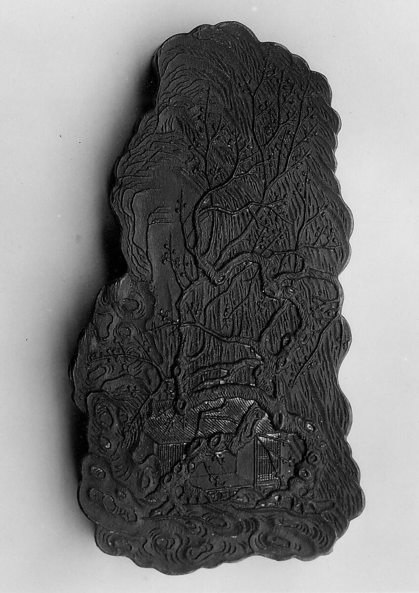 Hall for Serene Chanting, Workshop of Jian Guzhai (Chinese,), Pine soot and binding medium; inscribed in gilt, China