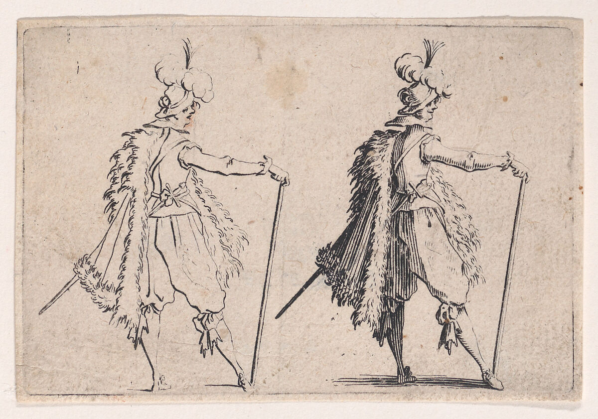 Le Gentilhomme a la Grande Canne (The Gentleman with a Large Cane), from Les Caprices Series B, The Nancy Set, Jacques Callot (French, Nancy 1592–1635 Nancy), Etching; first state of two (Lieure) 