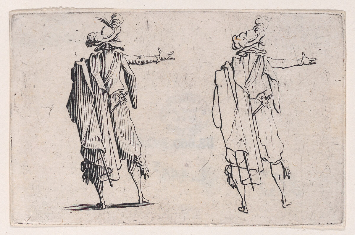 L'Homme Vu de Dos, La Main Droite Tendue (Man Viewed from Behind, Right Hand Extended), from Les Caprices Series B, The Nancy Set, Jacques Callot (French, Nancy 1592–1635 Nancy), Etching; first state of two (Lieure) 