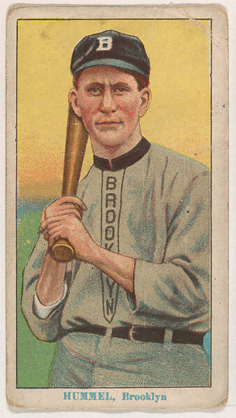 John Hummel, Brooklyn, from Red Cross Tobacco Baseball Series, 1912-1913, Red Cross Tobacco, Commercial color lithograph 