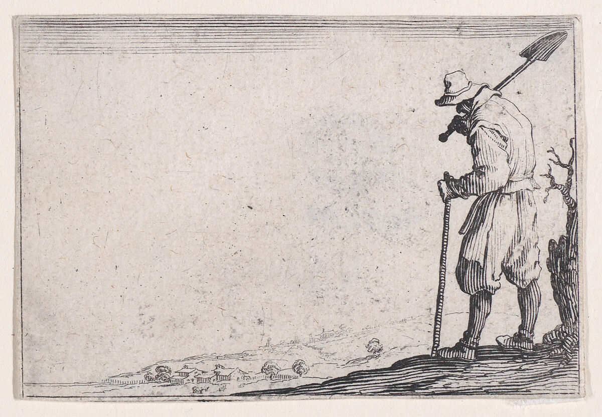 Le Paysan Portant sa Pelle sur L'Épaule (The Peasant Carrying his Shovel Over his Shoulder), from Les Caprices Series B, The Nancy Set, Jacques Callot (French, Nancy 1592–1635 Nancy), Etching; first state of two (Lieure) 