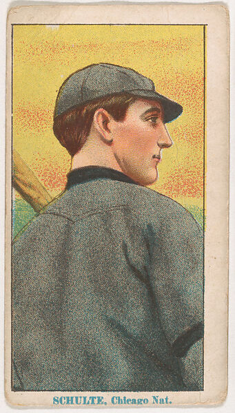 Frank "Wildfire" Schulte, Chicago, Cross Tobacco Baseball Series, 1912-1913, Red Cross Tobacco, Commercial color lithograph 