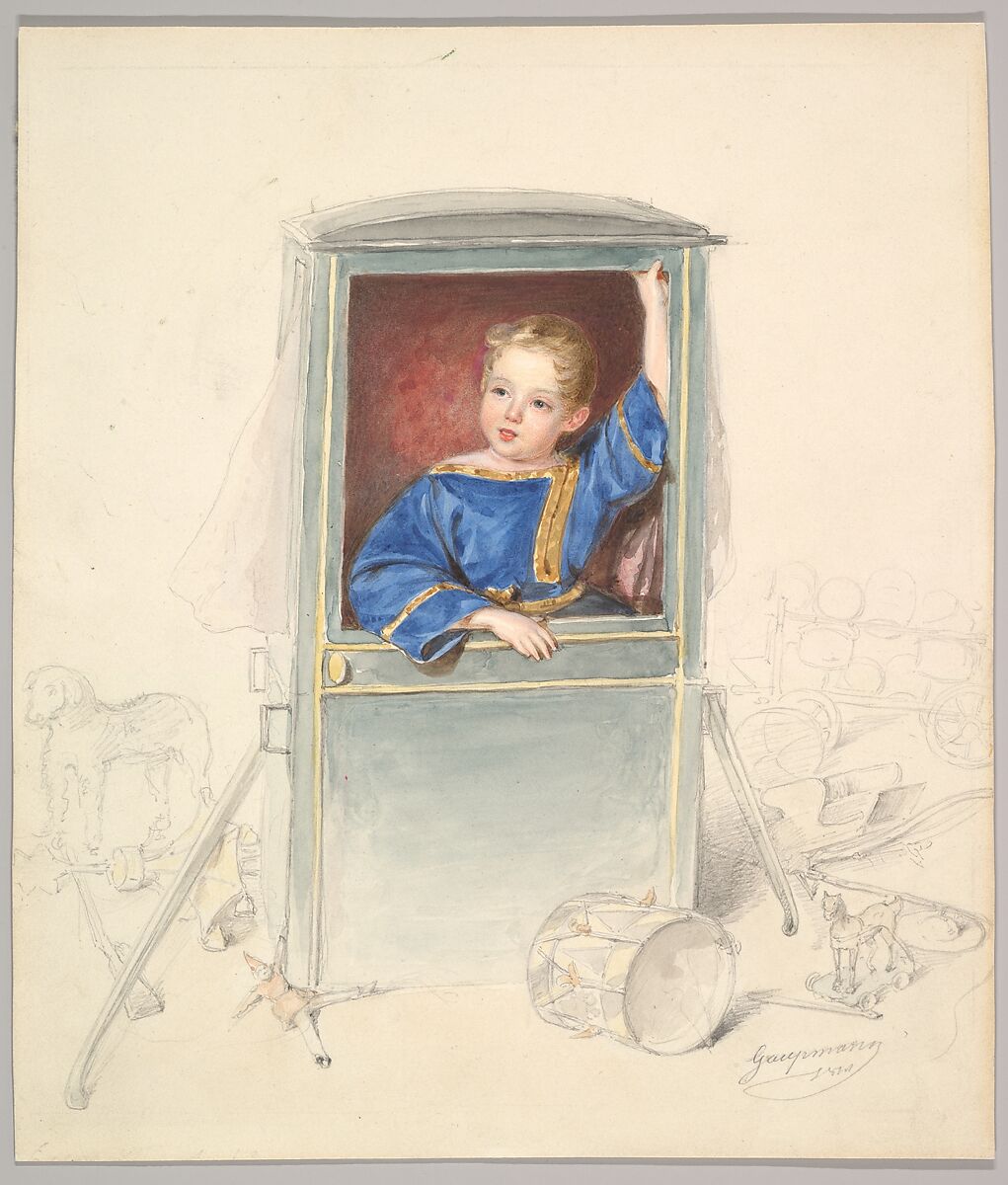Prince Paul Clemens von Metternich as a Child, Surrounded by Toys, Rudolf Gaupmann (Austrian, Vienna 1815–1877 Graz), Watercolor and gouache, graphite 
