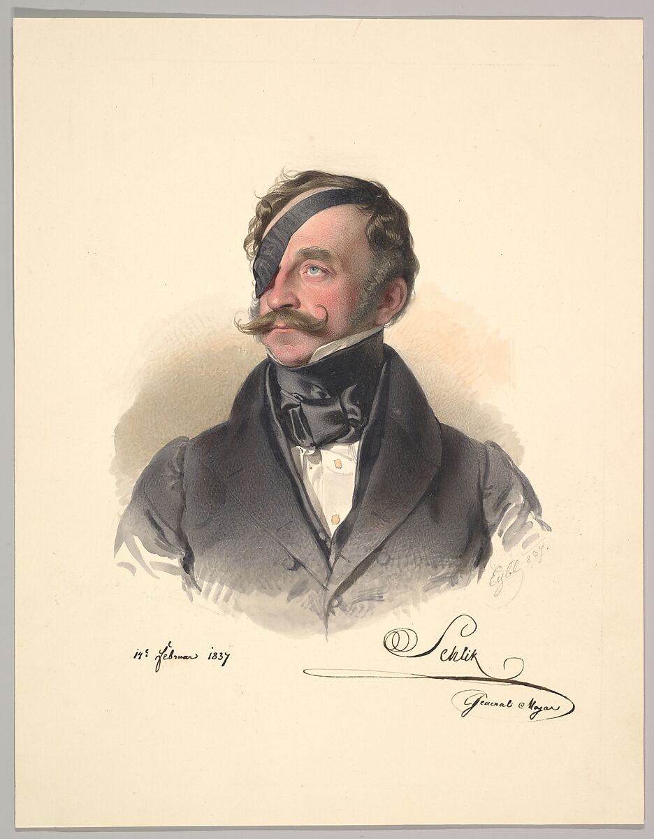 François Henri Schlick, Count of Bassano de Weisskirchen, Franz Eybl (Austrian, Gumpendorf (Vienna) 1806–1880 Belvedere), Watercolor and gouache, graphite 
