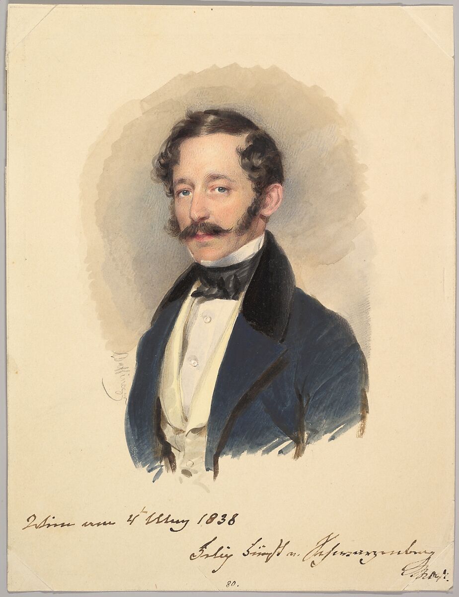 Prince Felix of Schwarzenberg, Moritz Michael Daffinger (Austrian, Vienna 1790–1849 Vienna), Watercolor and gouache, graphite 