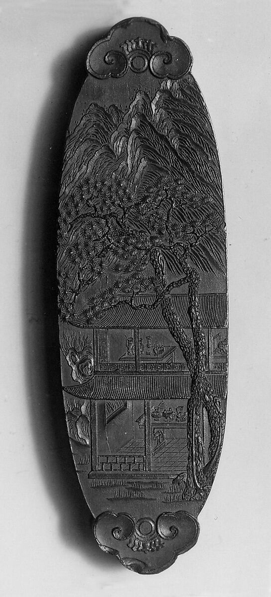 Viewing Antiquities Hall, Workshop of Jian Guzhai (Chinese,), Pine soot and binding medium; inscribed in gilt, China