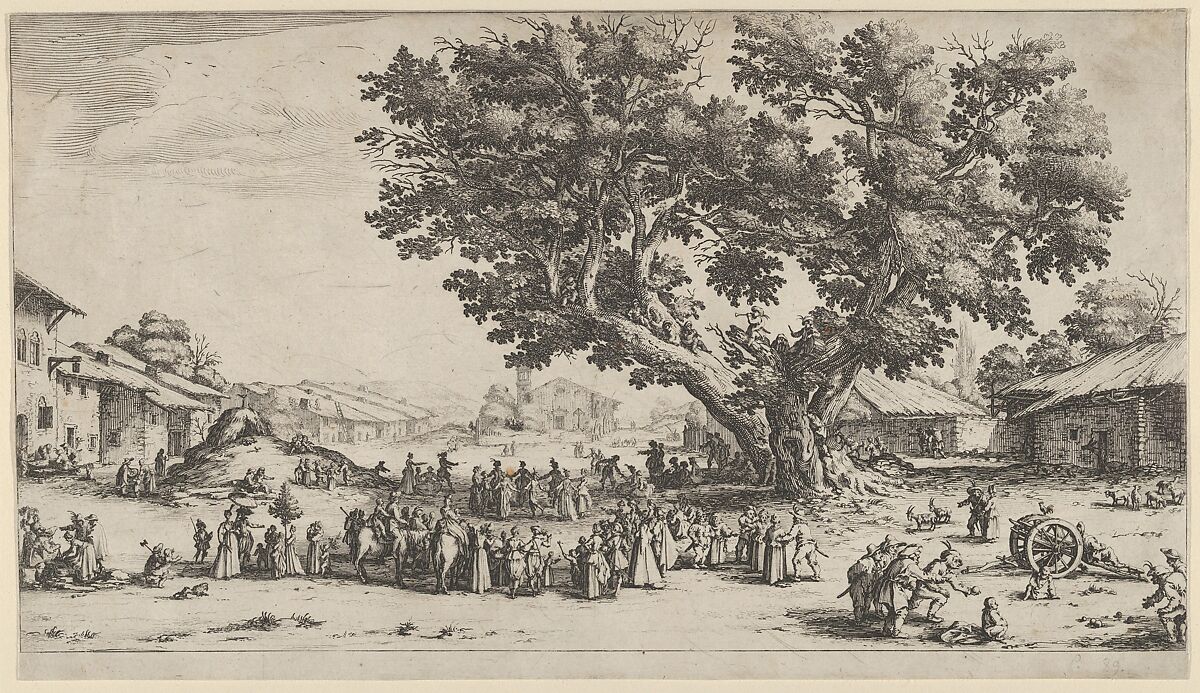 May Day Celebrations at Xeuilley, Jacques Callot (French, Nancy 1592–1635 Nancy), Etching; first state of four (Lieure) 