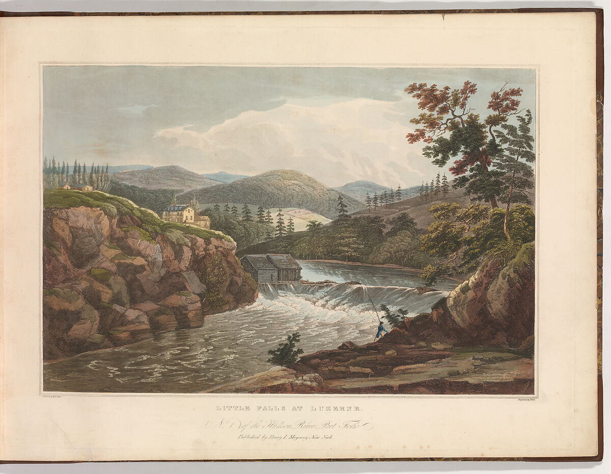 Little Falls at Luzerne (No. 1 of The Hudson River Portfolio), John Hill (American (born England), London 1770–1850 Clarksville, New York), Aquatint printed in color with hand-coloring; first state of two 