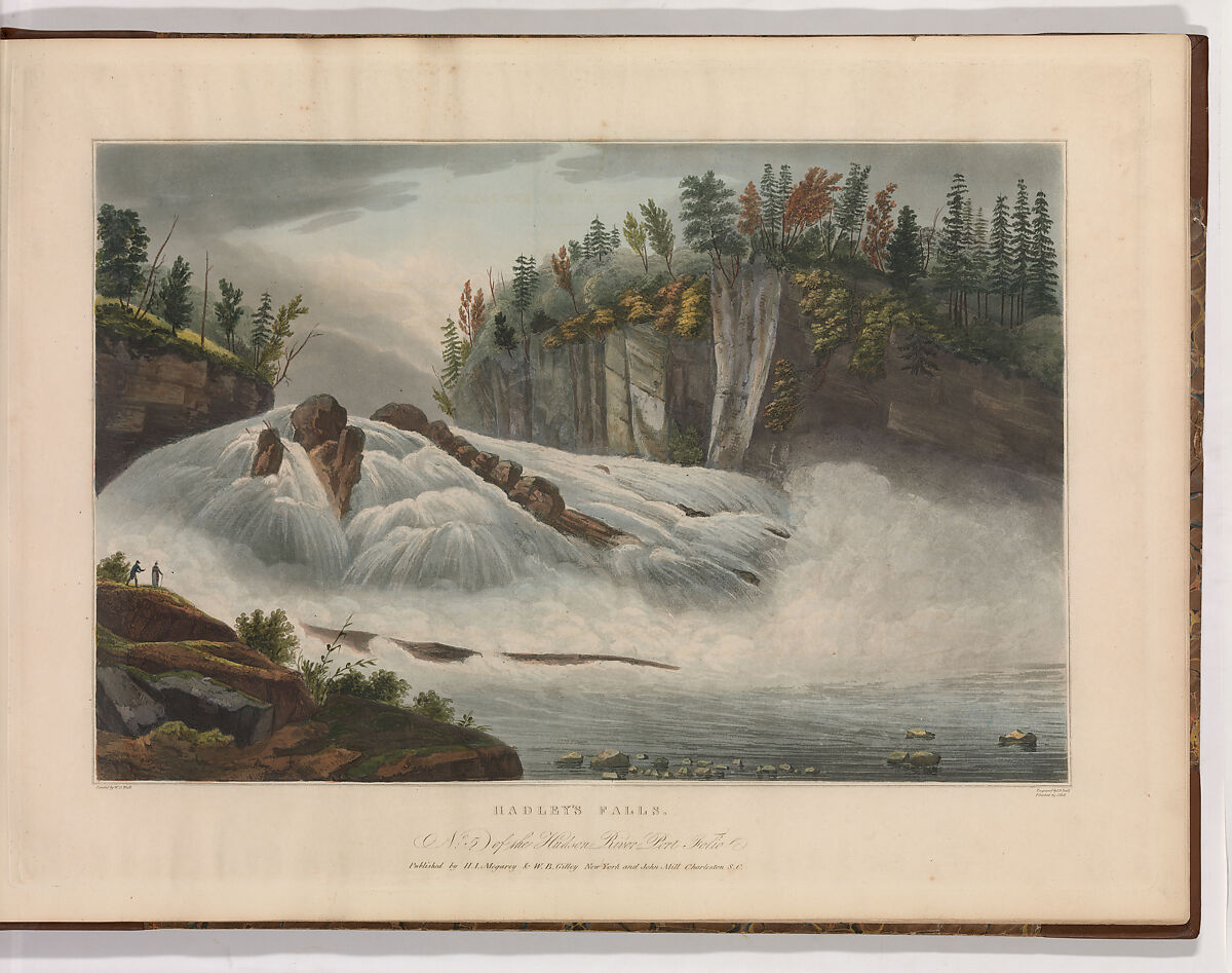 Hadley's Falls (No. 5 of The Hudson River Portfolio), Begun by John Rubens Smith (American, London 1775–1849 New York), Aquatint printed in color with hand-coloring; second state of three (Koke) 