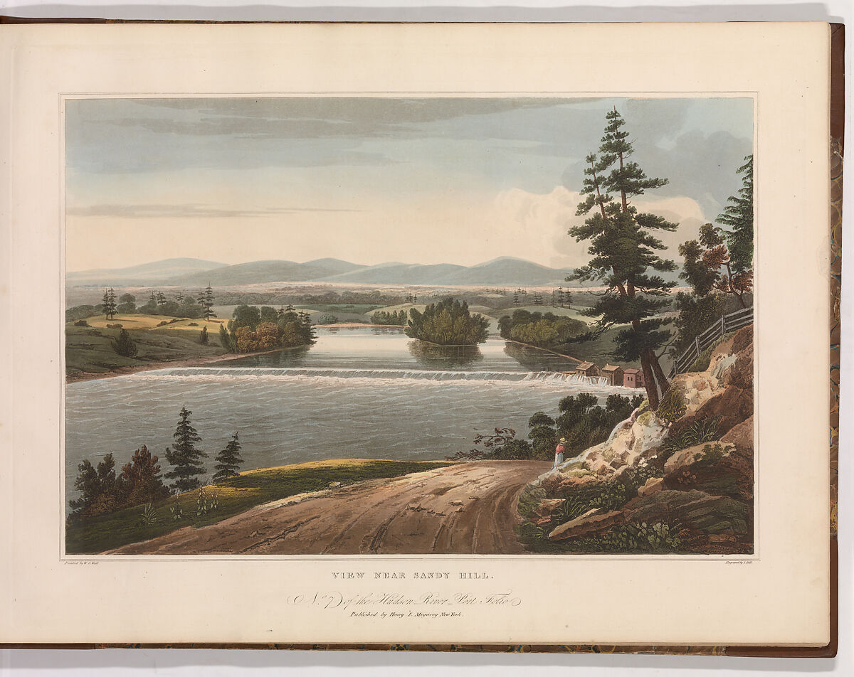 View Near Sandy Hill (No. 7 of The Hudson River Portfolio), John Hill (American (born England), London 1770–1850 Clarksville, New York), Aquatint printed in color with hand-coloring; first state of two (Koke) 