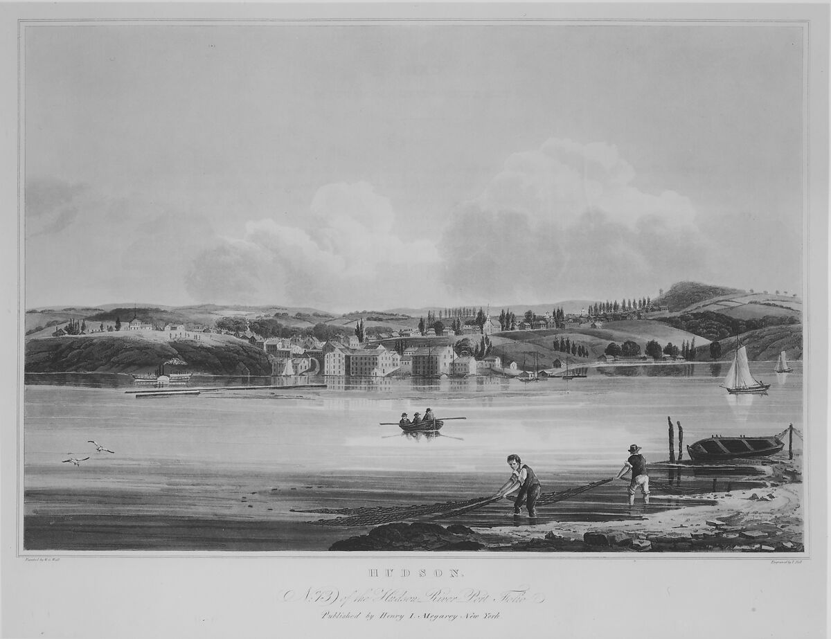 Hudson (No. 13 of The Hudson River Portfolio), John Hill (American (born England), London 1770–1850 Clarksville, New York), Aquatint printed in color with hand-coloring; first state of two (Koke)