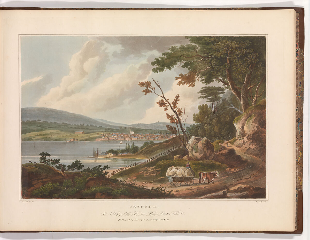 Newburg [Newburgh] (No. 14 of The Hudson River Portfolio), John Hill (American (born England), London 1770–1850 Clarksville, New York), Aquatint printed in color with hand-coloring; first state of two (Koke) 