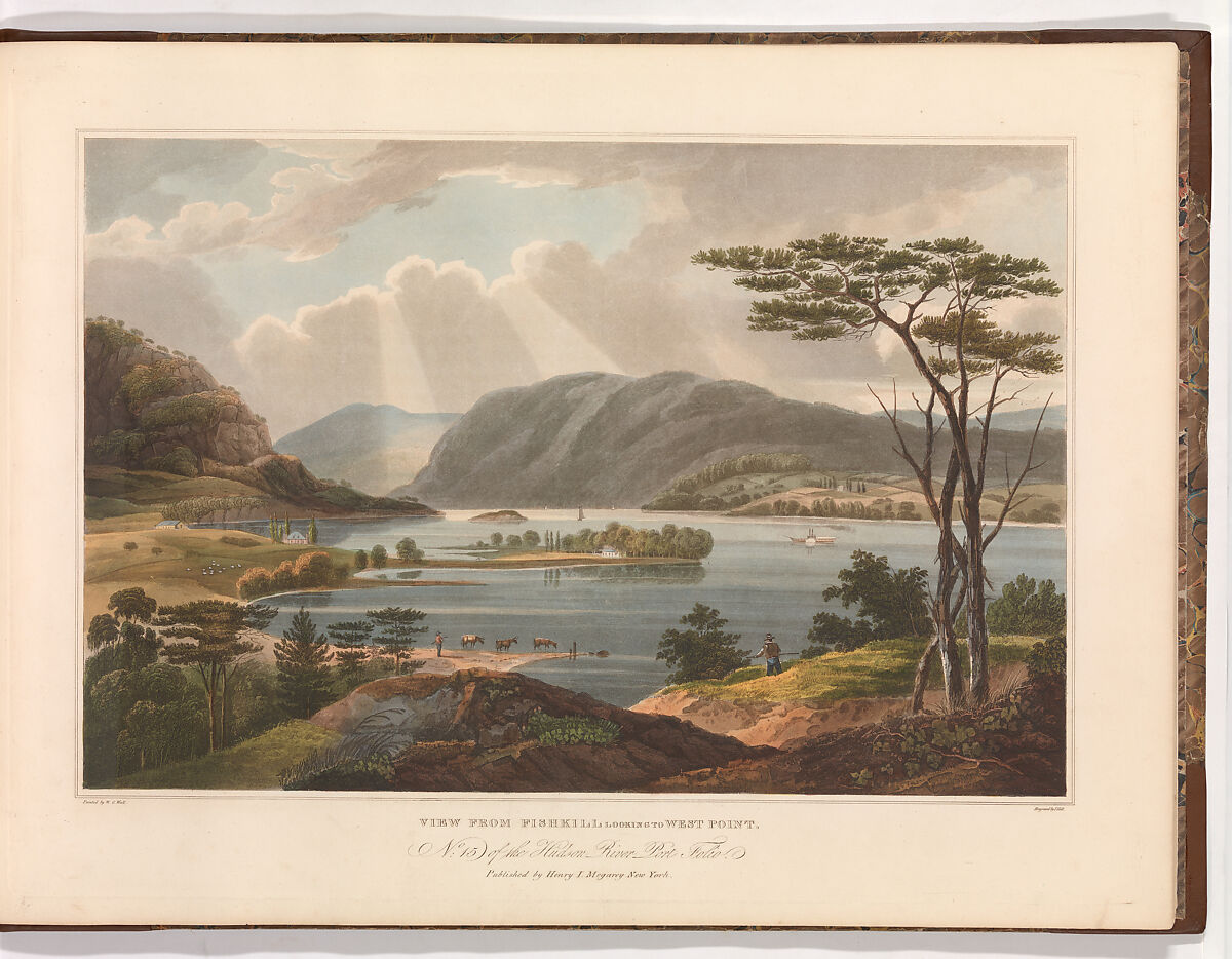 View from Fishkill Looking To West-Point (No. 15 of The Hudson River Portfolio), Etching begun by John Rubens Smith (American, London 1775–1849 New York), Aquatint printed in color with hand-coloring; first state (Koke) 