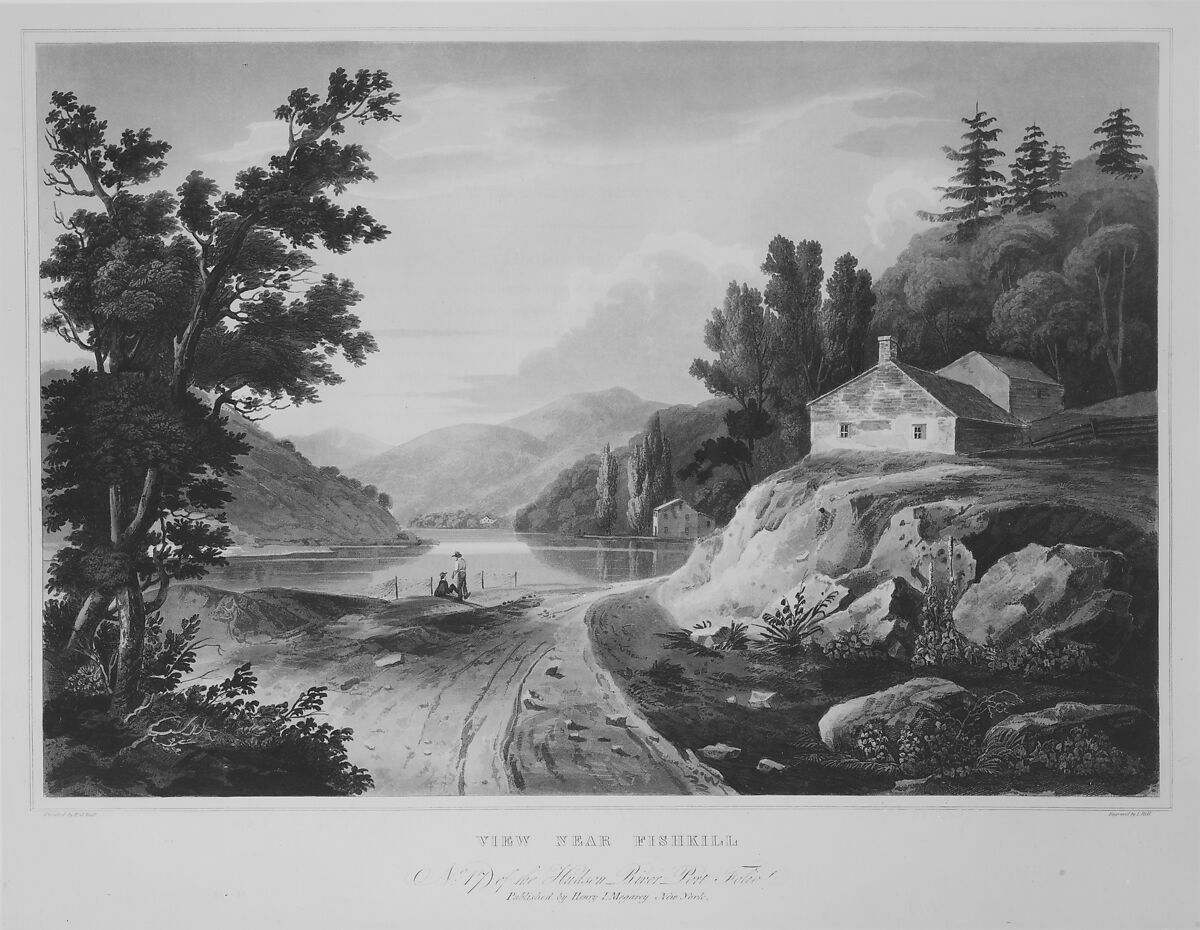 View Near Fishkill (No. 17 of The Hudson River Portfolio), John Hill (American (born England), London 1770–1850 Clarksville, New York), Aquatint printed in color with hand-coloring; first state of two or three (Koke)