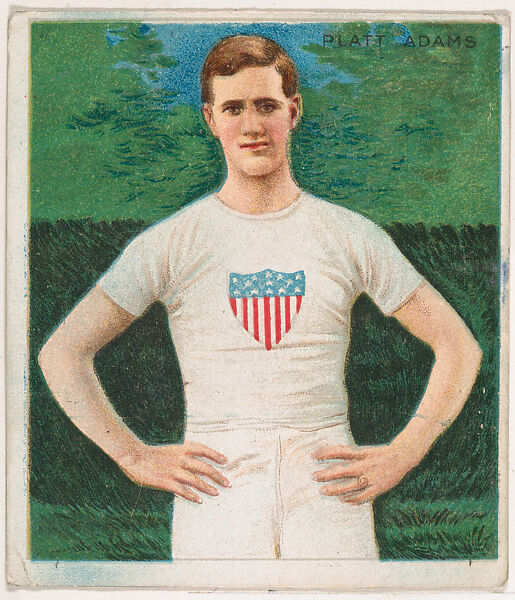 Platt Adams, Track and Field, from Mecca & Hassan Champion Athlete and Prize Fighter collection, 1910, Mecca Cigarettes (American), Commercial color lithograph 