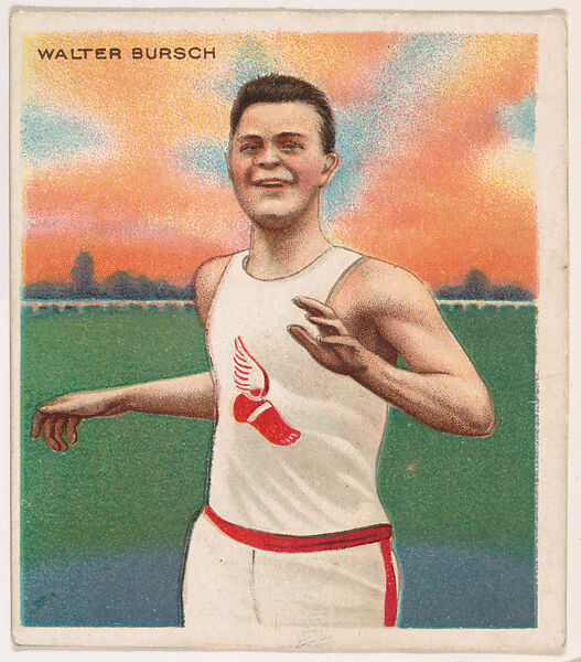 Walter Bursch, Track and Field, from Mecca & Hassan Champion Athlete and Prize Fighter collection, 1910, Mecca Cigarettes (American), Commercial color lithograph 