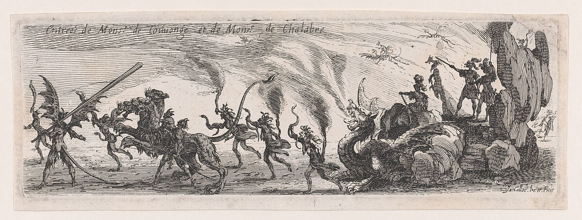 Entrée de MM. de Couvonge et de Chalabre (Entrance of Monsieur de Couvonge and of Monsieur de Chalabre), from "Le Combat a la Barrière", Jacques Callot (French, Nancy 1592–1635 Nancy), Etching 