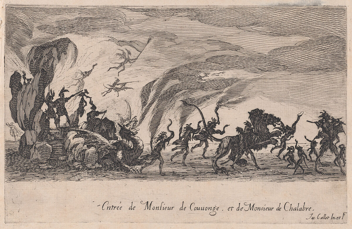 Entrée de MM. de Couvonge et de Chalabre (Entrance of Monsieur du Couvonge and of Monsieur de Chalabre), from Le Combat a la Barrière in the Palace at Nancy by Henri Humbert, printed by Sebastien Phillipe, Jacques Callot (French, Nancy 1592–1635 Nancy), Etching 