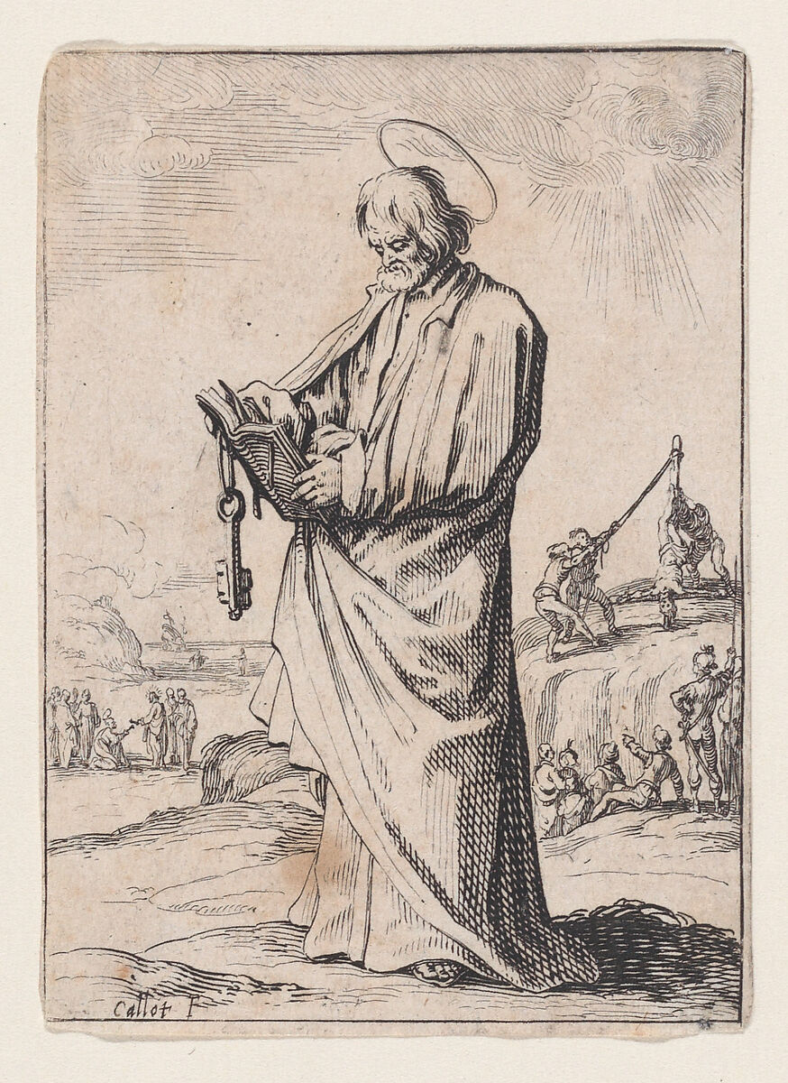 L'Apotre Saint Pierre (St. Peter the Apostle), Jacques Callot (French, Nancy 1592–1635 Nancy), Etching and engraving; second state of three (Lieure) 