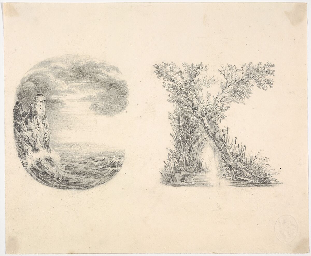 Alphabet book design (Letters C and K), Miss L. E. M. Jones (British, active 1800–70), Graphite 