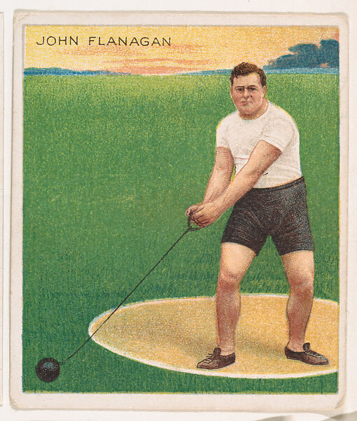John Flanagan, Track and Field, from Mecca & Hassan Champion Athlete and Prize Fighter collection, 1910, Hassan Cigarettes (American), Commercial color lithograph 