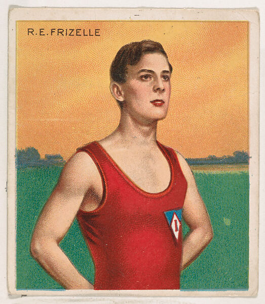 Richard Frizelle, Swimmer, from Mecca & Hassan Champion Athlete and Prize Fighter collection, 1910, Hassan Cigarettes (American), Commercial color lithograph 