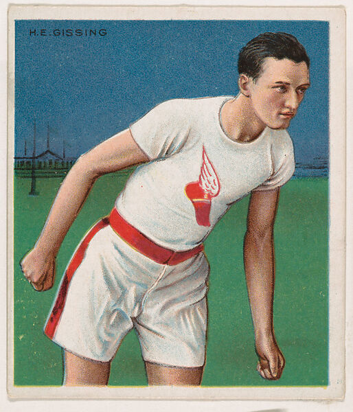 Harry Gissing, Track and Field, from Mecca & Hassan Champion Athlete and Prize Fighter collection, 1910, Mecca Cigarettes (American), Commercial color lithograph 
