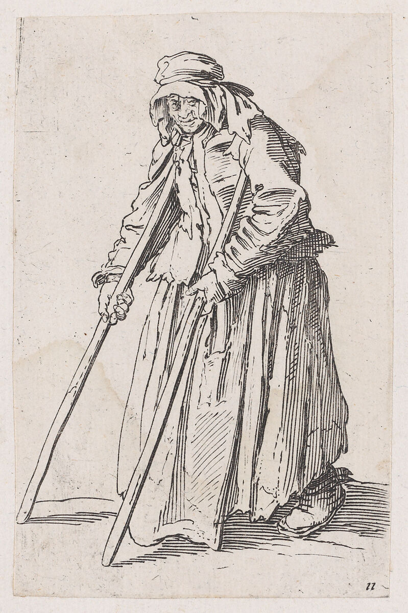 Reverse Copy of La Mendainte aux Béquilles (The Female Beggar with Crutches), from Les Gueux suite appelée aussi Les Mendiants, Les Baroni, ou Les Barons (The Beggars, also called the Barons), Anonymous, Etching 
