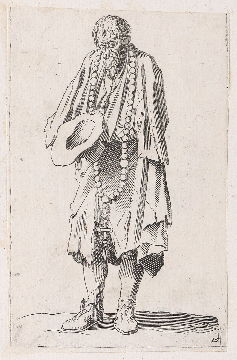Reverse Copy of Le Mendiant au Rosaire (The Beggar with a Rosary), from Les Gueux suite appelée aussi Les Mendiants, Les Baroni, ou Les Barons (The Beggars, also called the Barons), Anonymous, Etching 