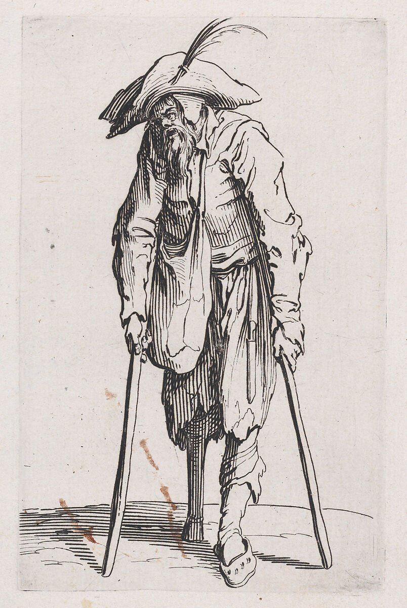 Le Mendiant a la Jambe de Bois (The Beggar with the Wooden Leg), from "Les Gueux suite appelée aussi Les Mendiants, Les Baroni, ou Les Barons" (The Beggars, also called the Barons), Jacques Callot (French, Nancy 1592–1635 Nancy), Etching; first state of two (Lieure) 