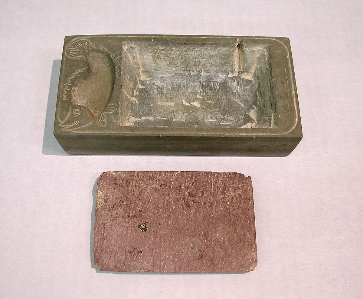 Rectangular Inkstone with Cover, Stone, China