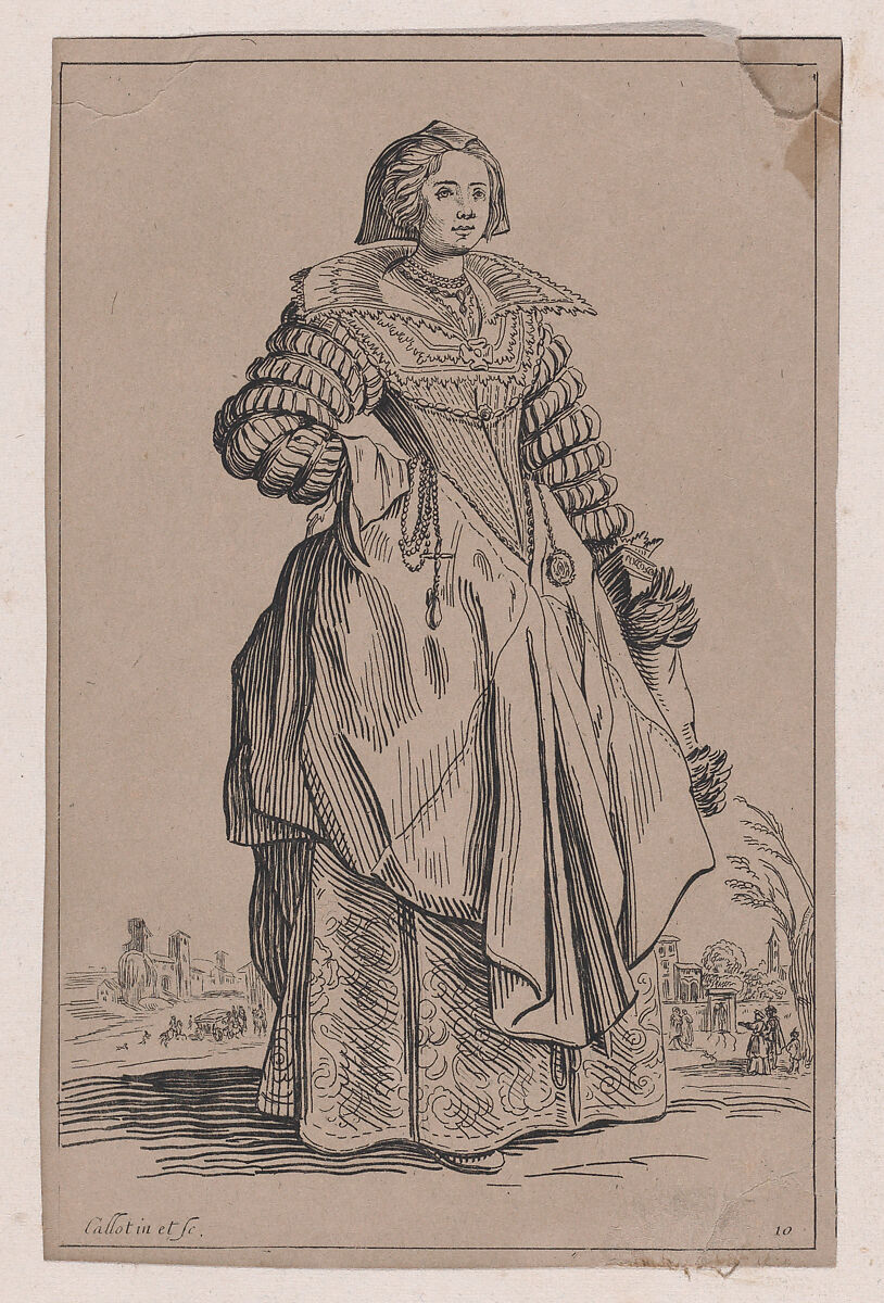Copy of La Dame a la Grande Collerette et a la Coiffe Retombant en Arrière (The Lady with the Large Collar and a Headdress that Falls to the Back), from La Noblesse (The Nobility), Anonymous, Etching 