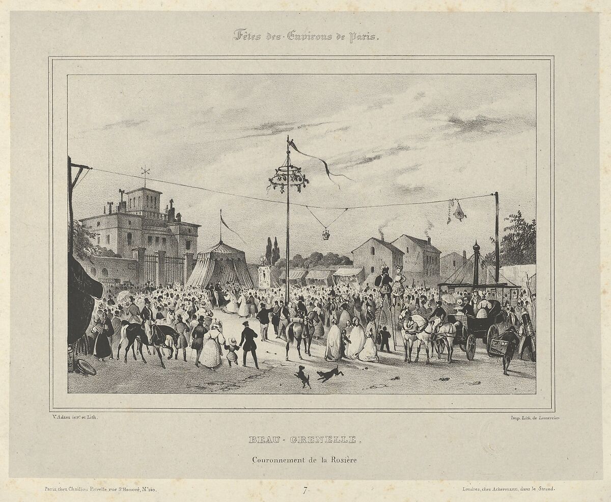 Beau-Grenelle, Couronnement De La Rosière (Fêtes des Environs de Paris), Victor Adam (French, 1801–1866), Lithograph with tint stone 
